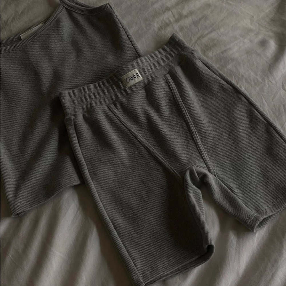 Zahlii Ribbed Sleep Set Singlet and Brief Shorts NWT